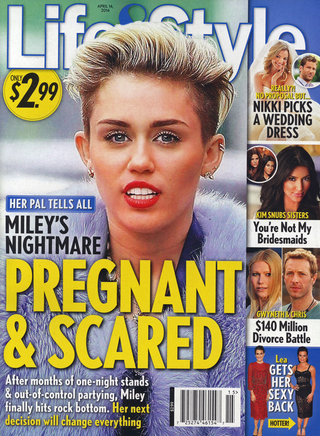 Illustration for article titled This Week in Tabloids: Miley Is Pregnant, Doesn't Know Who the Dad Is